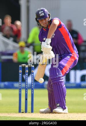 Nottingham, Royaume-Uni. 09 août 2023. 9 août 2023 : Trent Bridge Cricket Ground, Nottingham. Événement : The Hundred Cricket : Nottingham Rockets v Northern Superchargeurs. Légende : Kales Moore (Southern Brave) Batting. Photo : Mark Dunn/Alamy Live News (Sport) crédit : Mark Dunn Photography/Alamy Live News Banque D'Images