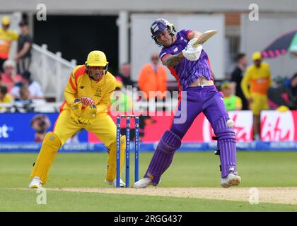 Nottingham, Royaume-Uni. 09 août 2023. 9 août 2023 : Trent Bridge Cricket Ground, Nottingham. Événement : The Hundred Cricket : Nottingham Rockets v Northern Superchargeurs. Légende : Kales Moore (Southern Brave) Batting. Photo : Mark Dunn/Alamy Live News (Sport) crédit : Mark Dunn Photography/Alamy Live News Banque D'Images