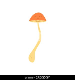 champignon groovy avec des yeux. Illustration vectorielle à plat sur fond isolé blanc Illustration de Vecteur