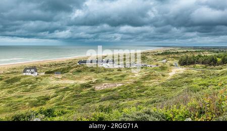 Collines et pentes de la plage de Svinkloes à Thy, Danemark Banque D'Images