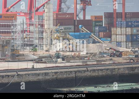 21 février 2023 Lisbonne, Portugal : travaux de construction au port de fret Banque D'Images