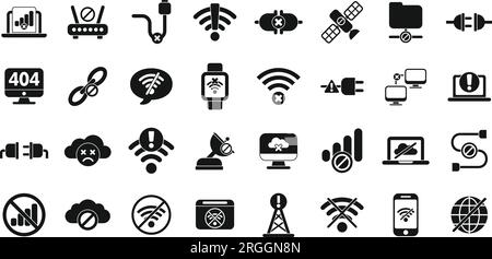 Icônes de connexion perdues définir un vecteur simple. Signal d'antenne. Internet cellulaire Illustration de Vecteur