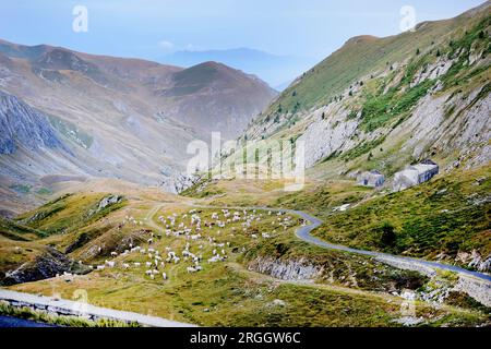 Route à travers les montagnes en Colle Fauniera en Piémont, Italie Banque D'Images