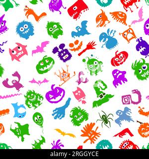 Monstres halloween à motif sans couture. Illustration vectorielle Illustration de Vecteur
