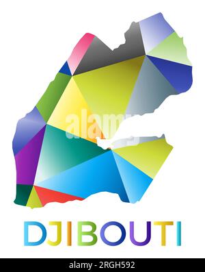 Forme de Djibouti colorée lumineuse. Logo country de style géométrique multicolore. Design moderne et tendance. Illustration vectorielle étonnante. Illustration de Vecteur