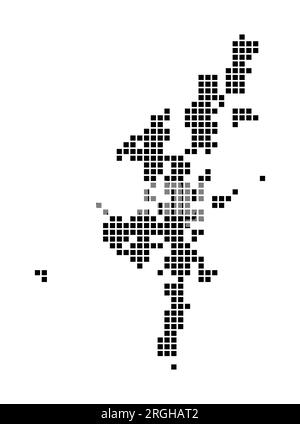 Carte du continent. Carte du continent en pointillés. Bordures de l'île remplies de rectangles pour votre conception. Illustration vectorielle. Illustration de Vecteur