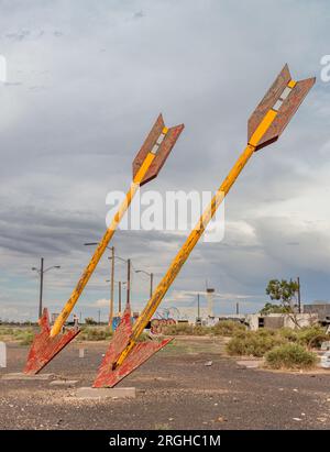 Twin Arrows, AZ est une ville abandonnée le long d'une portion désolée de la route 66 Banque D'Images