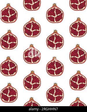 Modèle sans couture de vecteur de grenade dessinée à la main Illustration de Vecteur