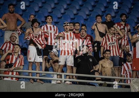 GO - GOIANIA - 09/08/2023 - COPA SUL-AMERICANA 2023, GOIAS X ESTUDIANTES - fans d'Estudiantes lors d'un match contre Goias au stade Serra Dourada pour le championnat Copa Sudamericana 2023. Photo : Heber Gomes/AGIF Banque D'Images