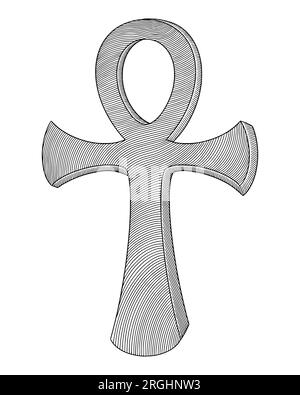 Ankh croix, illustration de style dessin gravure Vintage Illustration de Vecteur