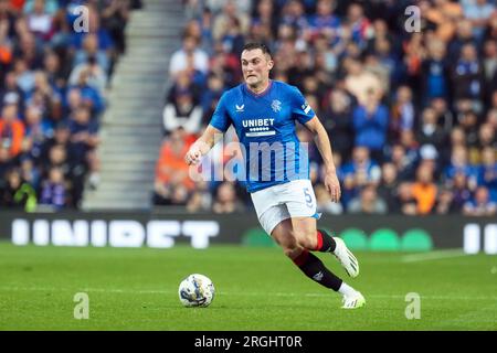 Glasgow, Royaume-Uni. 09 août 2023. Les Rangers ont joué au Servette FC lors de la 1e ronde de la Champions League Group Stage à Ibrox Park, Glasgow, Écosse, Royaume-Uni - terrain des Rangers. Le jeu est d'une importance capitale pour les deux équipes qui tentent de se qualifier pour la Ligue des Champions. Crédit : Findlay/Alamy Live News Banque D'Images