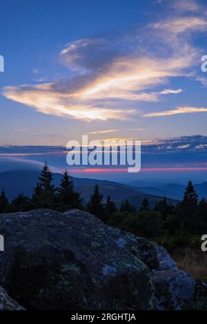 Coucher de soleil à Roan Mountain Banque D'Images