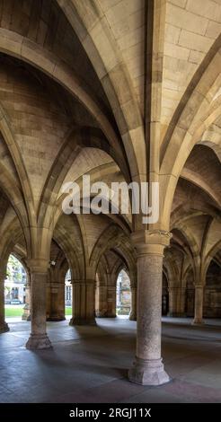 Les cloîtres de l'Univesity de Glasgow regardant vers le quad est Banque D'Images