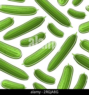 Vector Cucumber Seamless Pattern, répétition de fond avec illustration de contour de différents concombres pour le linge de lit, affiche carrée décorative avec g. Illustration de Vecteur