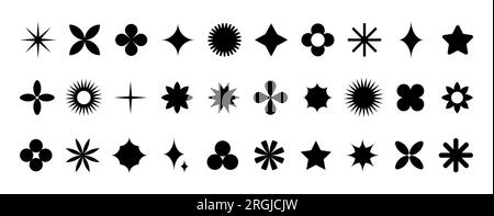 Brutalisme abstraite formes géométriques. Vector Set d'icônes graphiques minimales rétro y2k, logos, éléments de conception Illustration de Vecteur