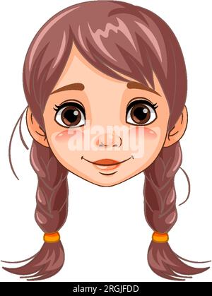 Une illustration joyeuse de dessin animé d'une femme avec de longs cheveux tressés Illustration de Vecteur
