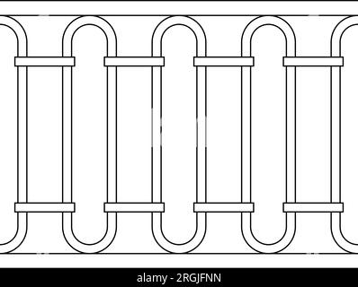 Vintage Black balustrade, inspiré des années 1930, Line Art, Seamless Pattern, Vector, fidèle à l'échelle Illustration de Vecteur