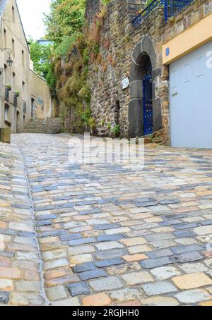 Cobbled street in Quimper Stock Photo