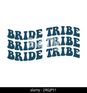 Escouade de mariée rétro, ondulé, empilé sur fond blanc. Illustration isolée. Banque D'Images