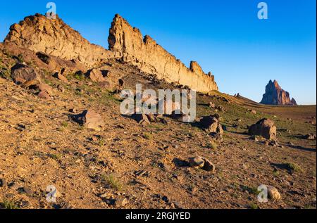 Shiprock iin the Navajo Nation, San Juan County, Nouveau-Mexique Banque D'Images