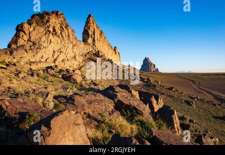 Shiprock iin the Navajo Nation, San Juan County, Nouveau-Mexique Banque D'Images