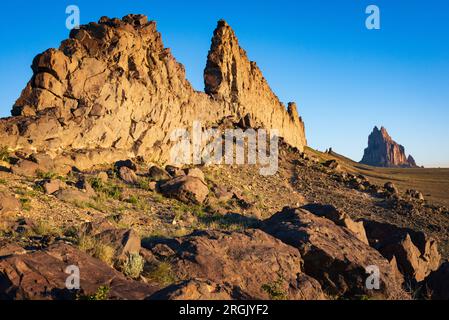 Shiprock iin the Navajo Nation, San Juan County, Nouveau-Mexique Banque D'Images