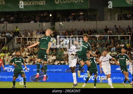 Athènes, Grèce. 09 août 2023. Ndiaye no 29 de Marseille, face à Panathinaikos. (Photo de Dimitrios Karvountzis/Pacific Press) crédit : Pacific Press Media production Corp./Alamy Live News Banque D'Images