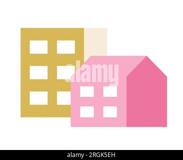 Objet vectoriel couleur semi-plat pour bâtiments résidentiels Illustration de Vecteur