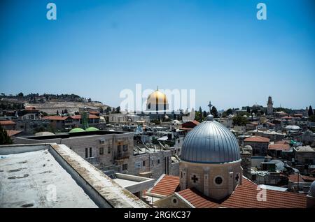 Jérusalem, Israël. 10 août 2023. Une vue aérienne du complexe d'Al-Aqsa. Crédit : Ilia Yefimovich/dpa/Alamy Live News Banque D'Images