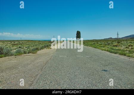 La route vers la ville de Naryn dans l'ouest du Kirghizistan Banque D'Images