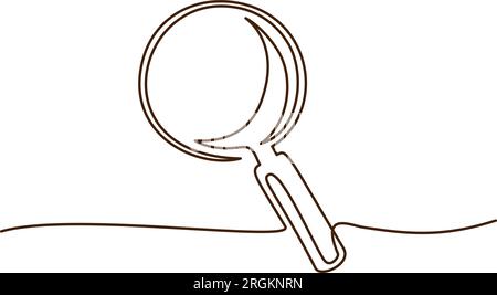 Loupe. Dessin continu d'une ligne. Illustration de Vecteur