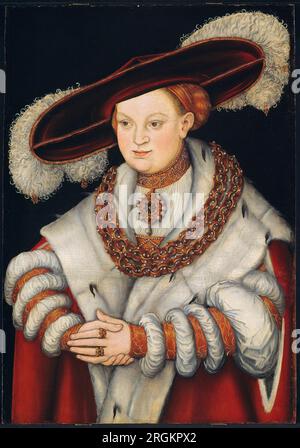 Portrait de Madeleine de Saxe, épouse de l'électeur Joachim II de Brandebourg vers 1529 par Lucas Cranach l'ancien Banque D'Images