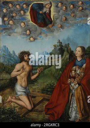 Christ et la Vierge intercédant pour l'humanité devant Dieu le Père entre environ 1516 et environ 1518 par Lucas Cranach l'ancien Banque D'Images