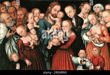 Christ bénissant les enfants. 1537 par Lucas Cranach l'ancien Banque D'Images