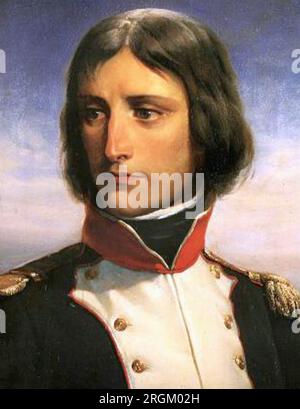 NAPOLÉON BONAPARTE (1769-1821) à 23 ans alors qu'il était lieutenant-colonel d'un bataillon de volontaires républicains corses. Peint par Henri Philippoteaux Banque D'Images