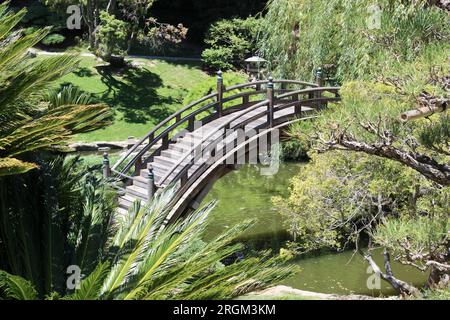 Moon Bridge, jardin japonais, Huntington Gardens, San Marino, Californie Banque D'Images