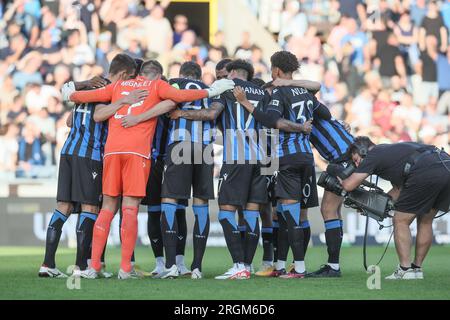 Bruges, Belgique. 10 août 2023. Les joueurs du club photographiés au début d'un match de football entre le Belge Club Brugge KV et l'islandais Knattspyrnufelag Akureyrar, jeudi 10 août 2023 à Brugge, la première étape du troisième tour de qualification pour la compétition UEFA Conference League. BELGA PHOTO BRUNO FAHY crédit : Belga News Agency/Alamy Live News Banque D'Images