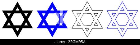 Ensemble d'étoile de David dans différentes variations. Symbole du judaïsme. Illustration vectorielle isolée sur fond blanc Illustration de Vecteur