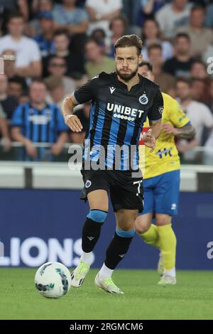 Bruges, Belgique. 10 août 2023. Philip Zinckernagel du Club photographié lors d'un match de football entre le Belge Club Brugge KV et l'Icellandais Knattspyrnufelag Akureyrar, jeudi 10 août 2023 à Brugge, première étape du troisième tour de qualification pour la compétition UEFA Conference League. BELGA PHOTO BRUNO FAHY crédit : Belga News Agency/Alamy Live News Banque D'Images