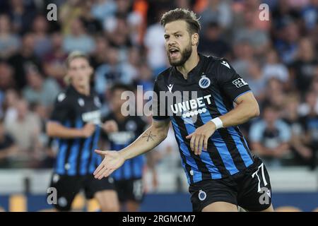 Bruges, Belgique. 10 août 2023. Philip Zinckernagel du Club photographié lors d'un match de football entre le Belge Club Brugge KV et l'Icellandais Knattspyrnufelag Akureyrar, jeudi 10 août 2023 à Brugge, première étape du troisième tour de qualification pour la compétition UEFA Conference League. BELGA PHOTO BRUNO FAHY crédit : Belga News Agency/Alamy Live News Banque D'Images