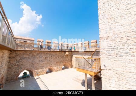 Monuments d'Istanbul. Vue sur KIZ Kulesi ou Maiden Tower depuis la cour. Istanbul Turkiye - 7.11.2023 Banque D'Images