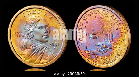 2001 Sacagawea pièce d'un dollar Banque D'Images