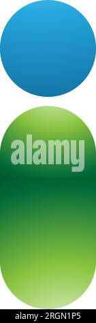 Vert et bleu brillant abstrait rond personne en forme de lettre I icône sur un fond blanc Illustration de Vecteur