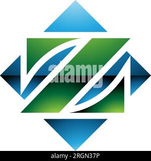 Vert et bleu brillant carré en forme de losange icône lettre Z sur fond blanc Illustration de Vecteur