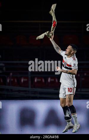 Sao Paulo, Brésil. 10 août 2023. Match entre Sao Paulo et San Lorenzo pour le tour de 16 de la Copa Sudamericana, à l'Estadio Cicero Pompeu de Toledo, Morumbi, ce jeudi soir, 10. Adriana Spaca/SPP (Adriana Spaca/SPP) crédit : SPP Sport Press photo. /Alamy Live News Banque D'Images