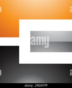 Orange Noir et gris brillant icône lettre E rectangulaire sur fond blanc Illustration de Vecteur