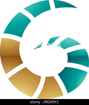 Vert perse et doré brillant Swirly lettre G icône avec des rayures sur un fond blanc Illustration de Vecteur