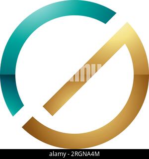 Vert Perse et doré mince rond brillant lettre G icône sur un fond blanc Illustration de Vecteur