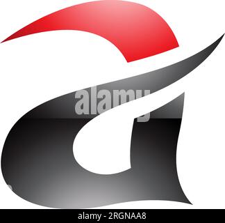 Rouge et noir brillant Curvy Spikes lettre A icône sur fond blanc Illustration de Vecteur