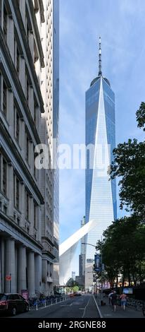 Détail architectural de Lower Manhattan, la partie la plus au sud de Manhattan, quartier central pour les affaires, la culture et le gouvernement à New York Banque D'Images